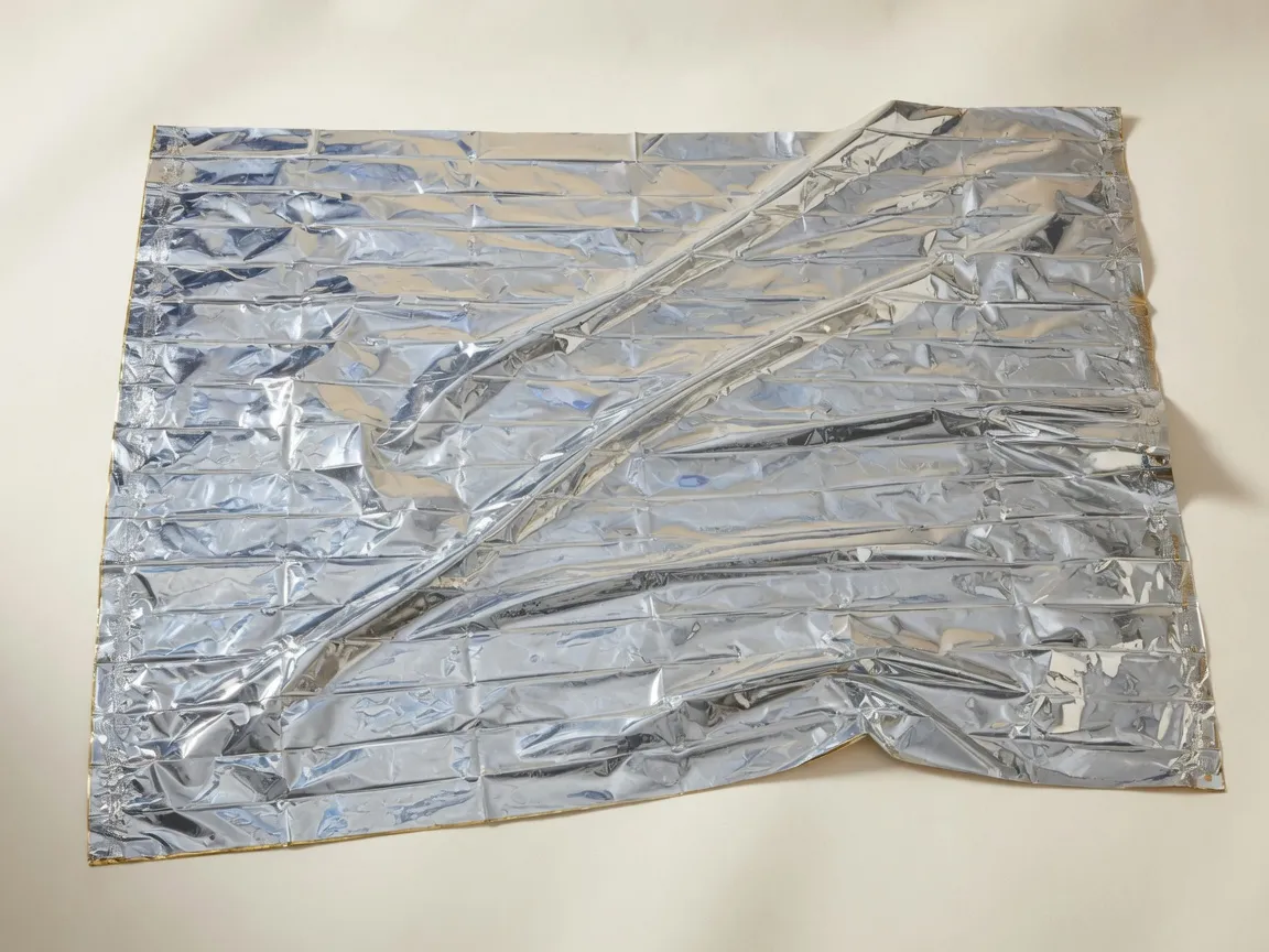 Manta térmica Mylar AluTerm desplegada, 140 por 210 centímetros